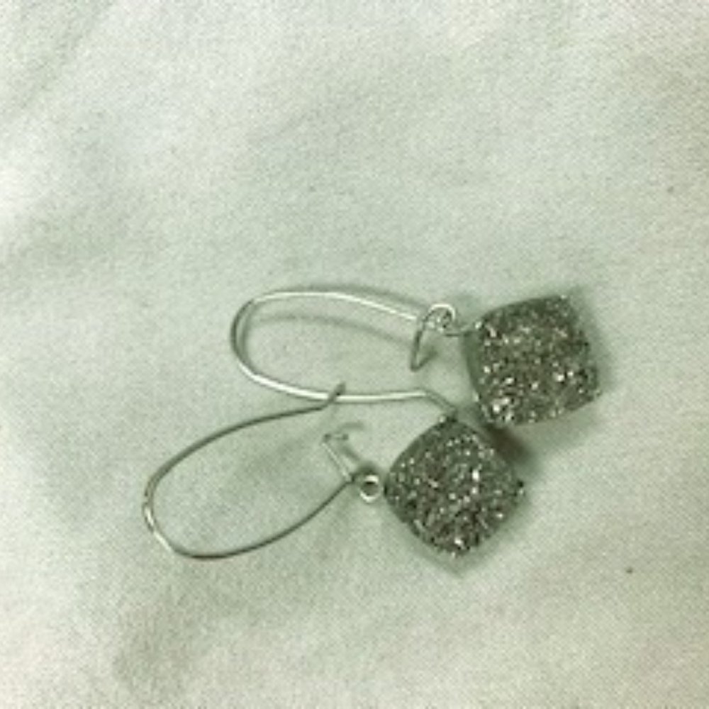 Silver Druzy Drop Earrings
